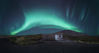 Volcanic cave over Auroras. Poster och Canvastavla