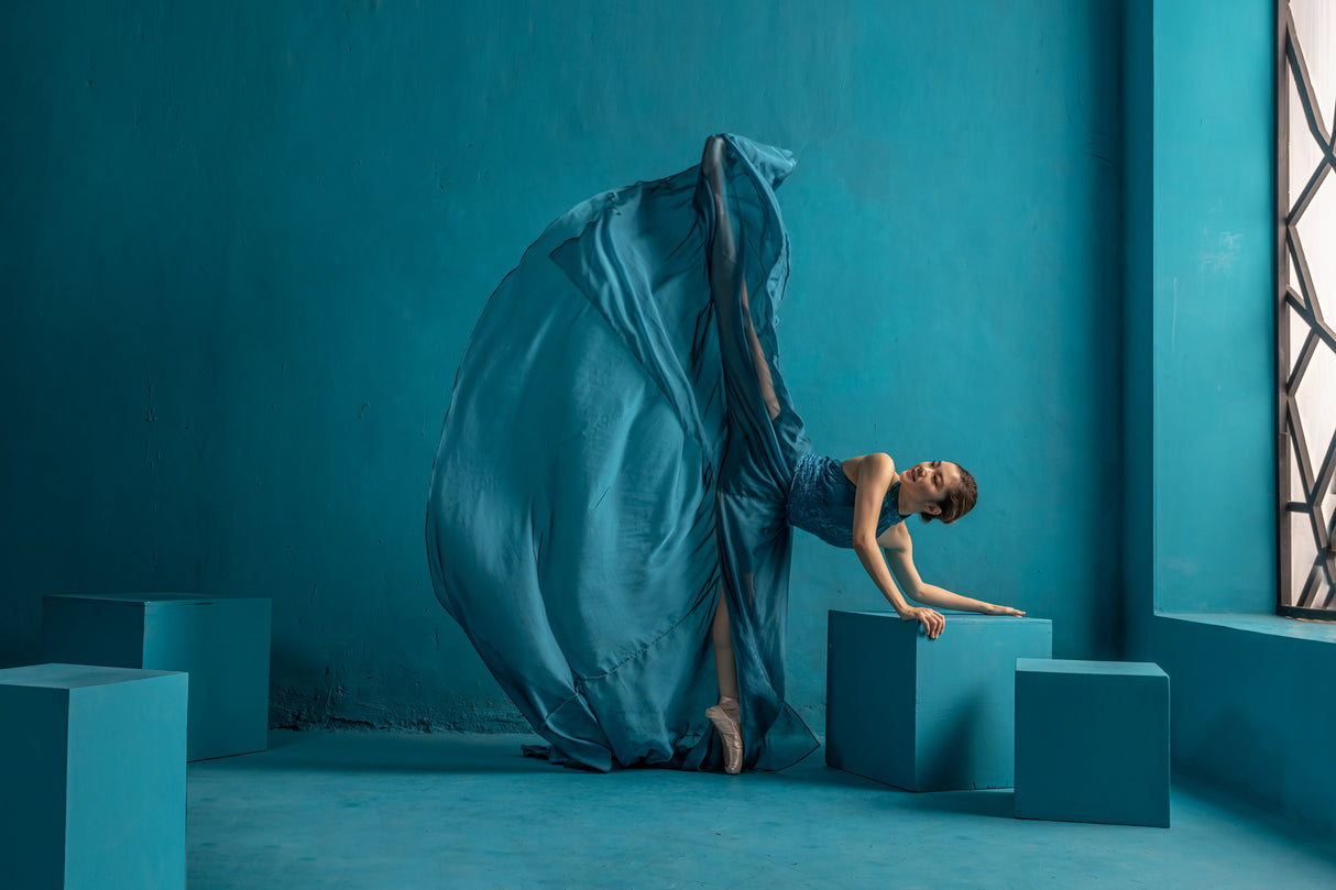 Ballerina on Bluish Background Poster och Canvastavla
