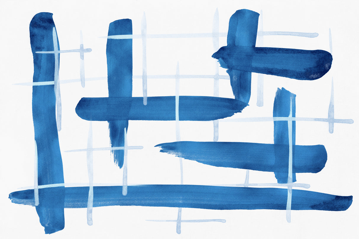 Abstract Lines Blue and White 04 Poster och Canvastavla