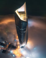 Alhamra Tower in Fog Poster och Canvastavla