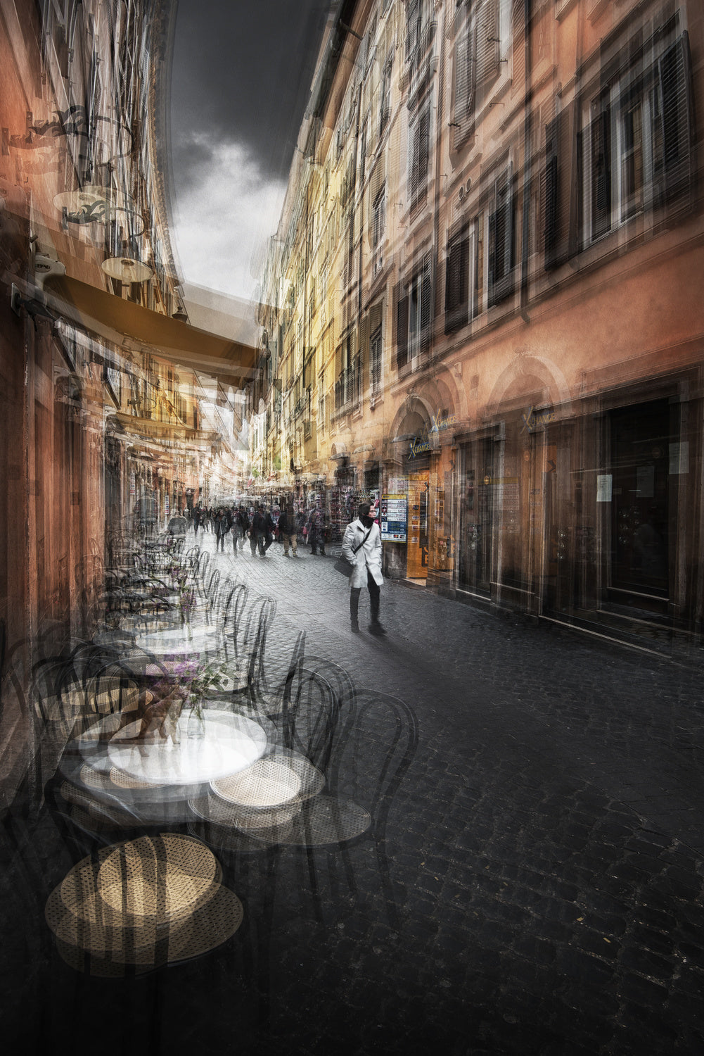 Alley with tables Poster och Canvastavla