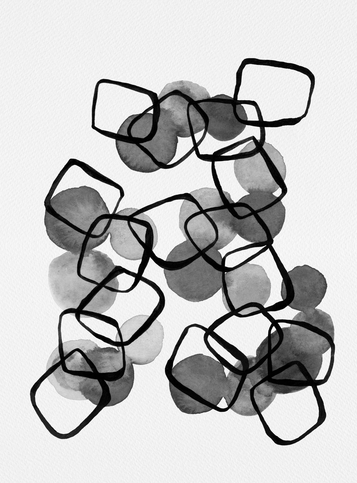 Black and White Shapes Chain Poster och Canvastavla