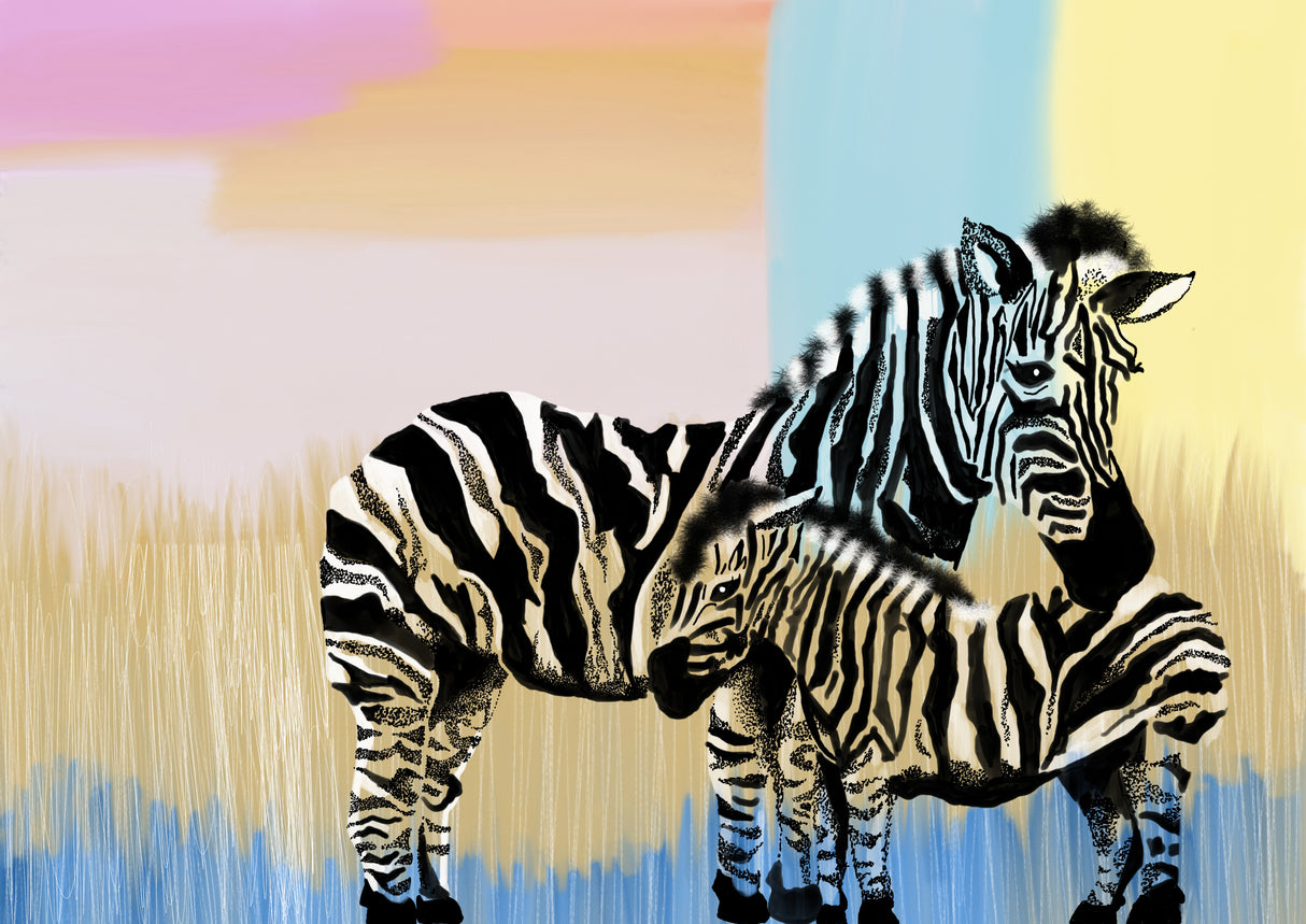 Mama Zebra and baby Poster och Canvastavla