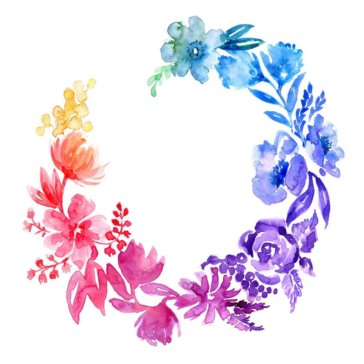 Ombre watercolor wreath Poster och Canvastavla