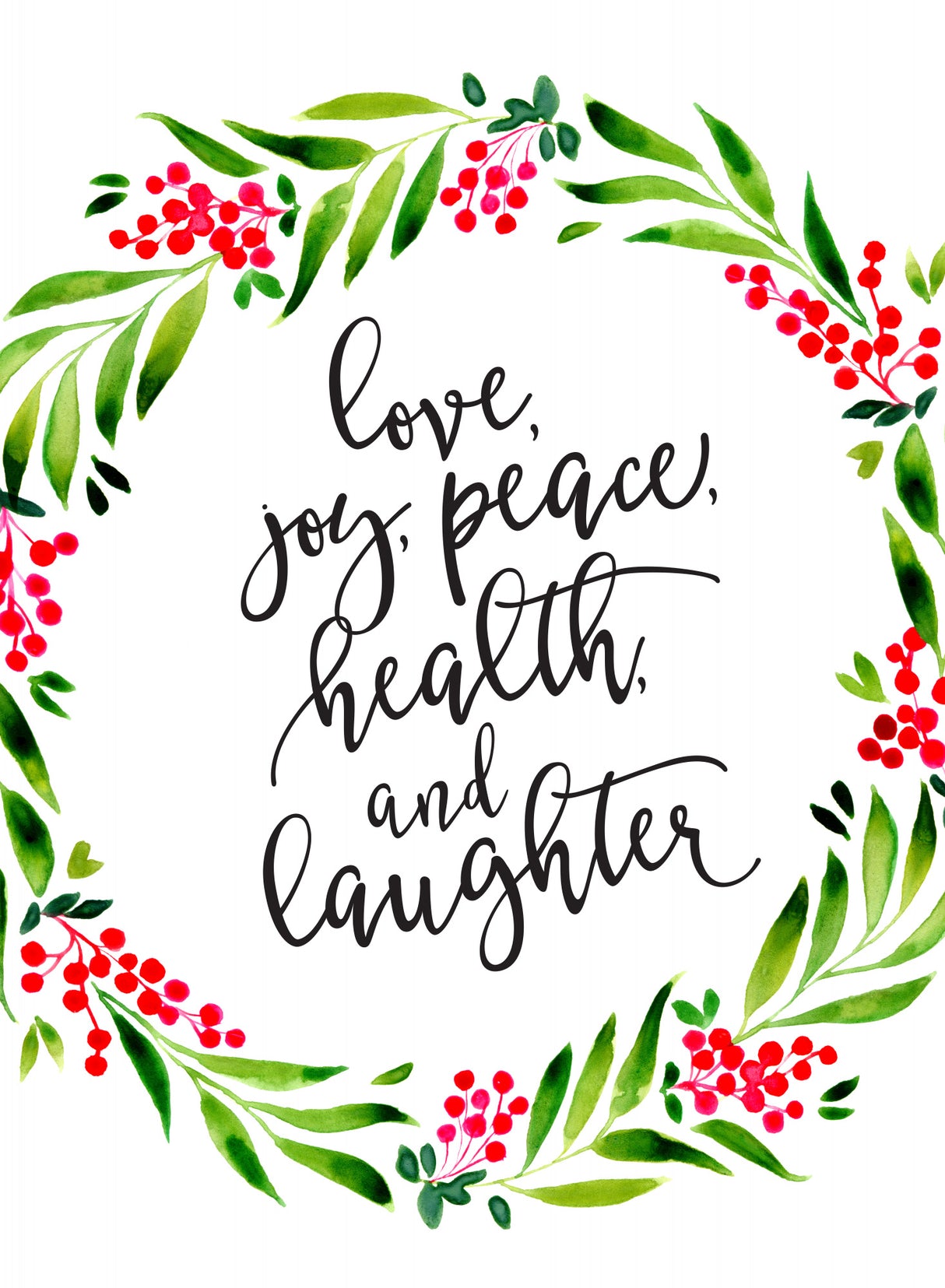 Watercolor wreath with holiday wishes Poster och Canvastavla