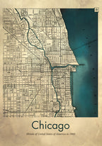Chicago map Poster och Canvastavla