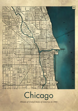 Chicago map Poster och Canvastavla
