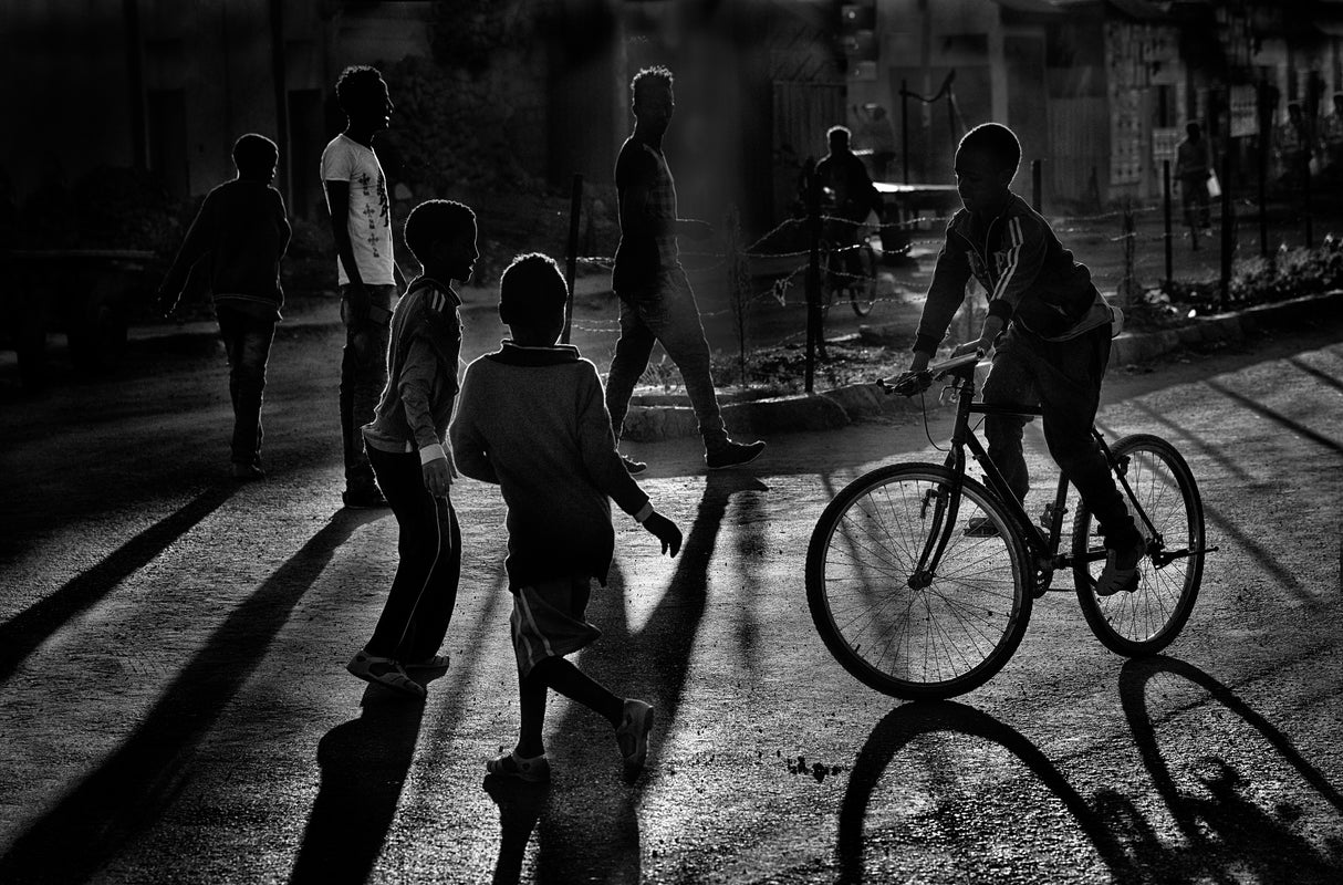 Children games (with a bicycle) Poster och Canvastavla