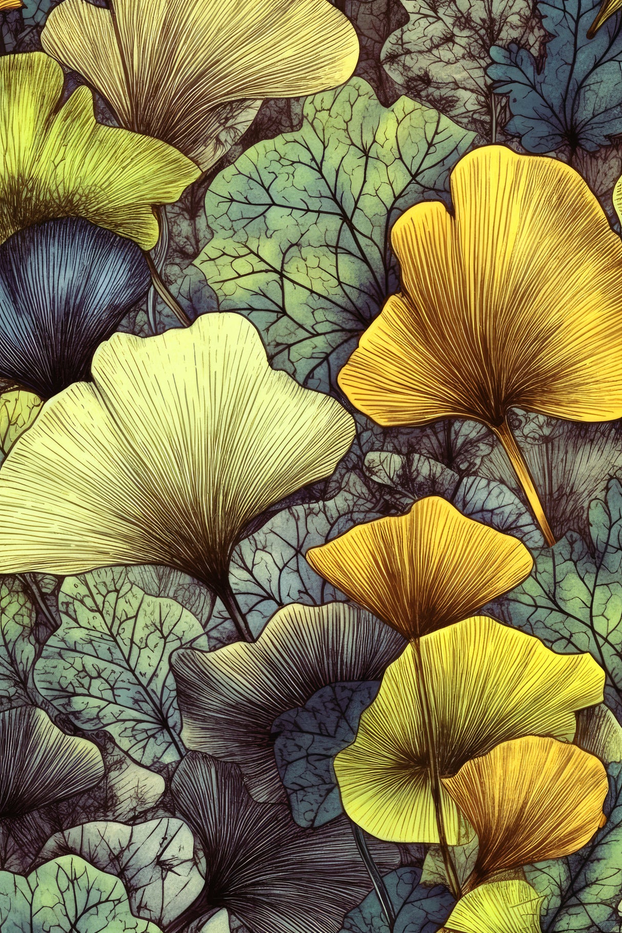 Ginko Biloba leaves 11 Poster och Canvastavla
