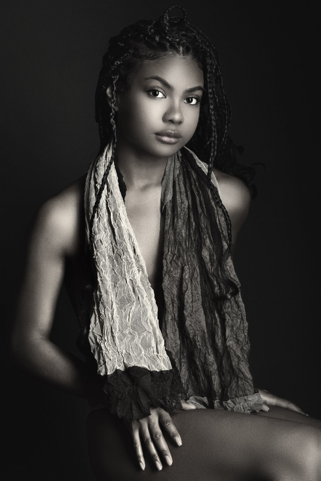 Portrait with Scarf Poster och Canvastavla