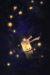 Golden Starlight In Bottle Poster och Canvastavla