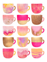 Pretty Pink Coffee Cups Poster och Canvastavla
