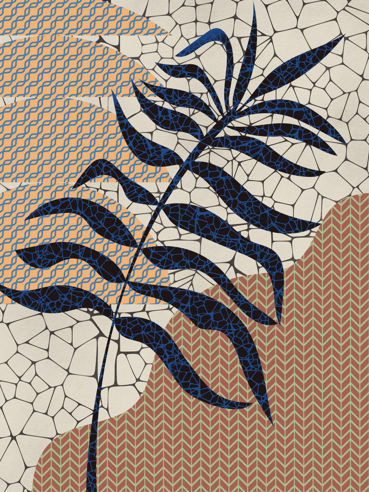 Palm Leaf Mosaic Design Poster och Canvastavla