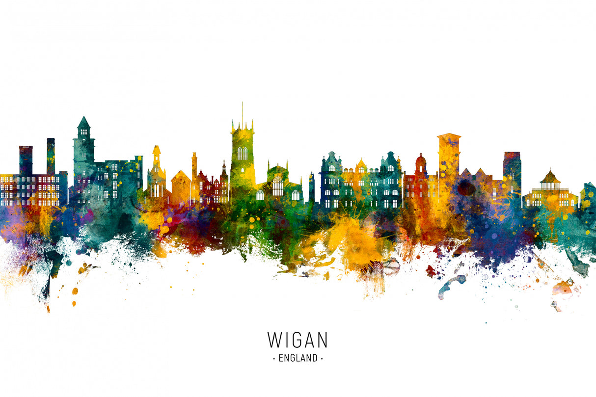 Wigan England Skyline Poster och Canvastavla