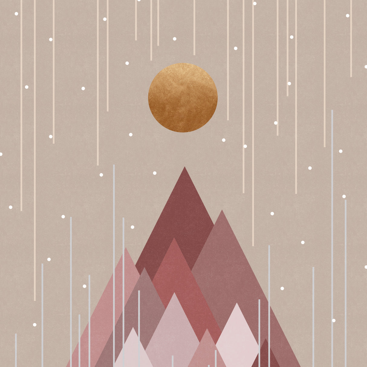 Sun & Mountains Coral Pink Poster och Canvastavla