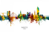 Nantes France Skyline Poster och Canvastavla