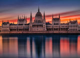 Beautiful Sunrise over the Parliament in Budapest Poster och Canvastavla