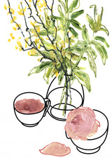 Vase, teacup, and rose Poster och Canvastavla