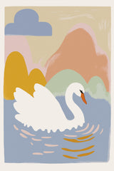Swan In Lake Poster och Canvastavla