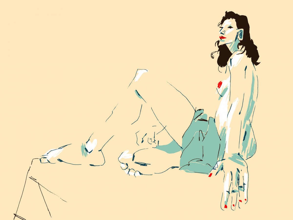 Girl Sitting Poster och Canvastavla
