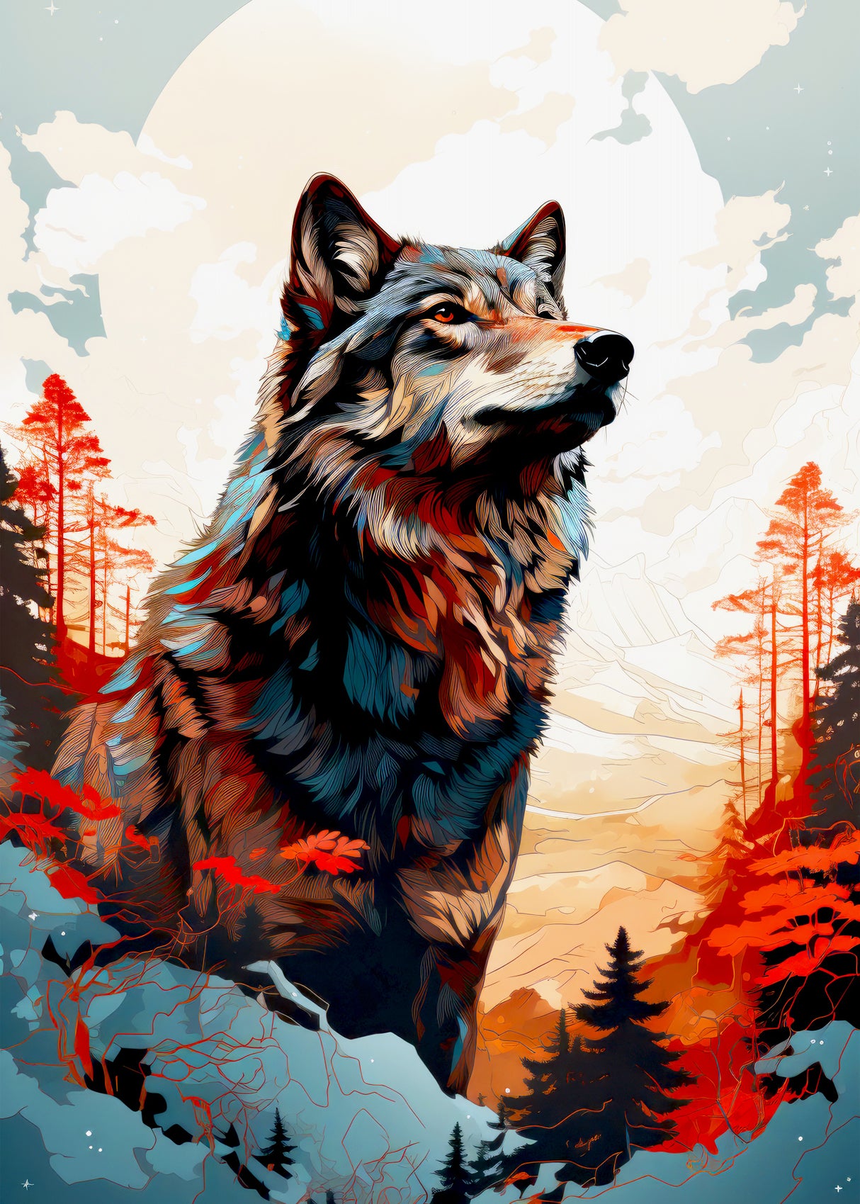 Wolf animal art #wolf Poster och Canvastavla