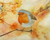 Robin Among Flowers Poster och Canvastavla