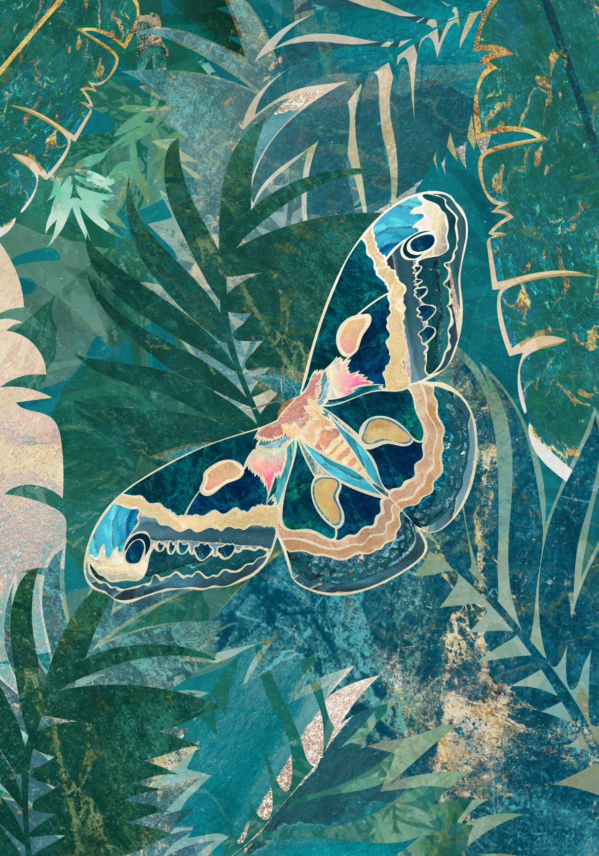 Moth in the tropical leaves Poster och Canvastavla