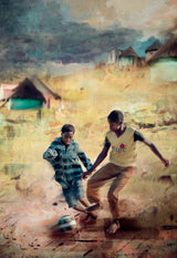 Children playing soccer Poster och Canvastavla