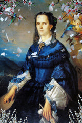 Lady Blue Hummingbird Blooms Poster och Canvastavla