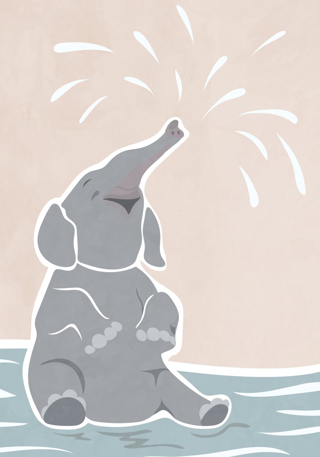 Cute scandi elephant children's art Poster och Canvastavla