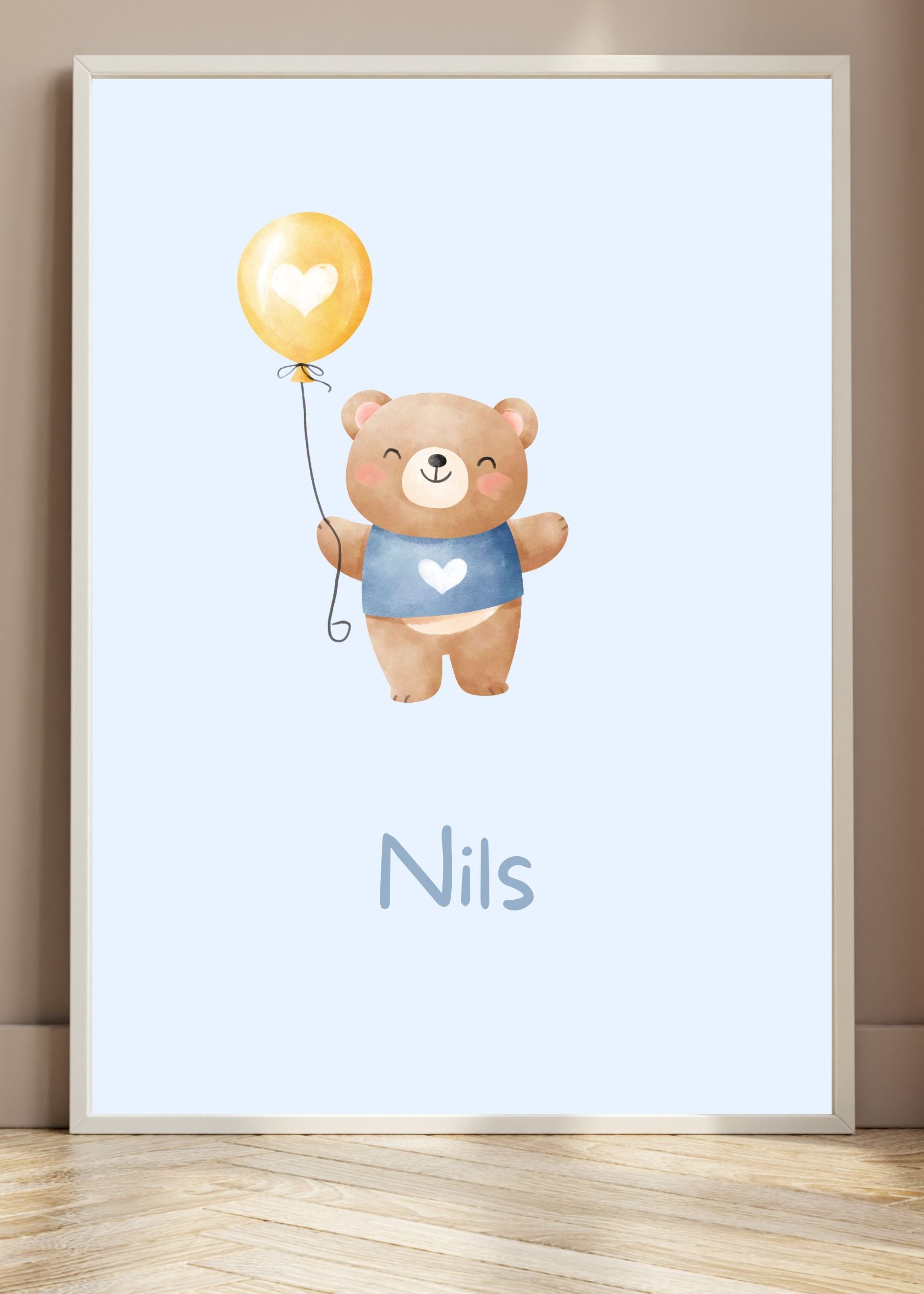 Personlig poster björn med ballong Poster