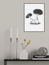 Vintage Violet Webcap Mushroom Bright BW Poster och Canvastavla