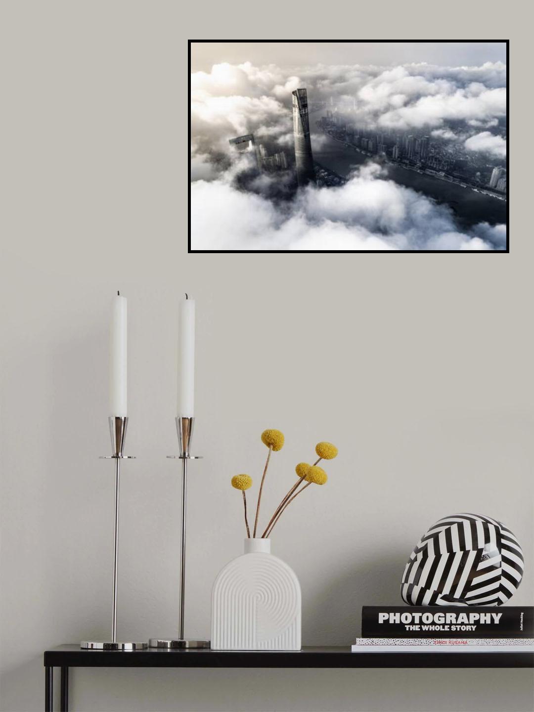 Shanghai in the Clouds Poster och Canvastavla