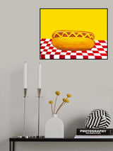 Hot Dog With Mustard Red Check Yellow Poster och Canvastavla