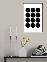 Twelve Circles Black Poster och Canvastavla