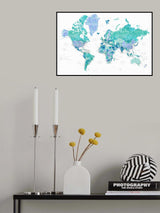 Detailed world map with cities, Caribbean waters Poster och Canvastavla