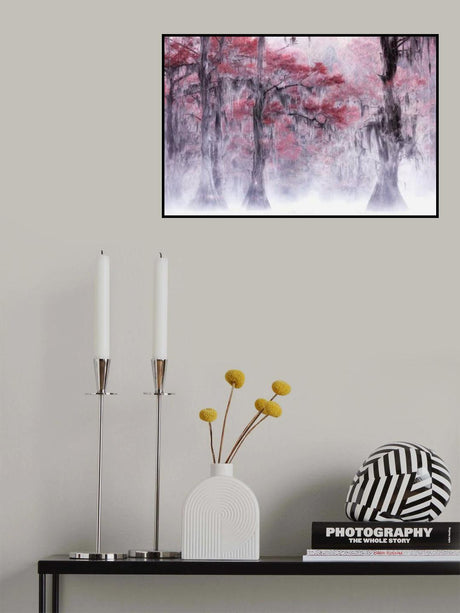 Foggy &amp; Fall Foliage at Caddo Lake Poster och Canvastavla
