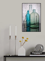 Still life with different transparent glass bottles Poster och Canvastavla