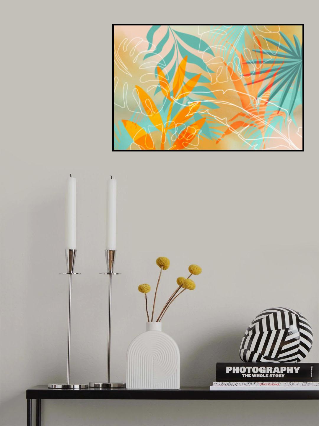 Tropical Summer Orange Turquoise Poster och Canvastavla