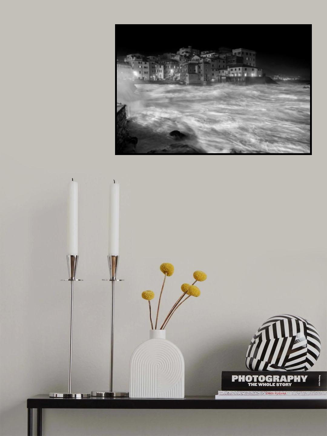 Sparkling night in Boccadasse Poster och Canvastavla