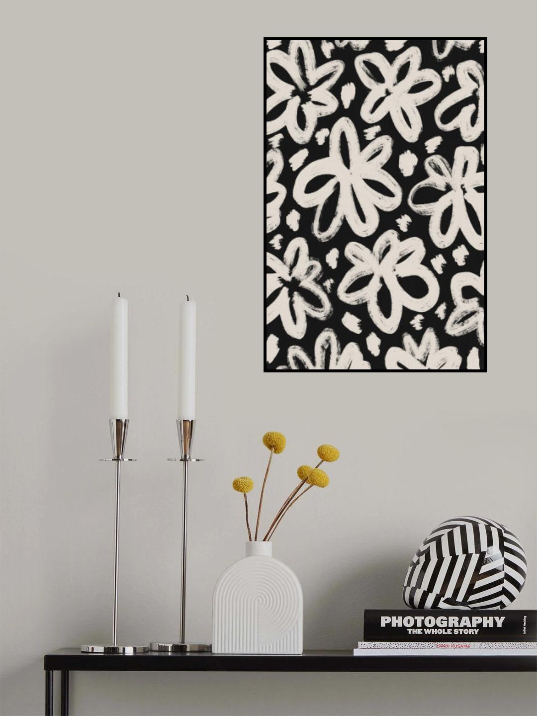 Giant Beige Flower Pattern Poster och Canvastavla