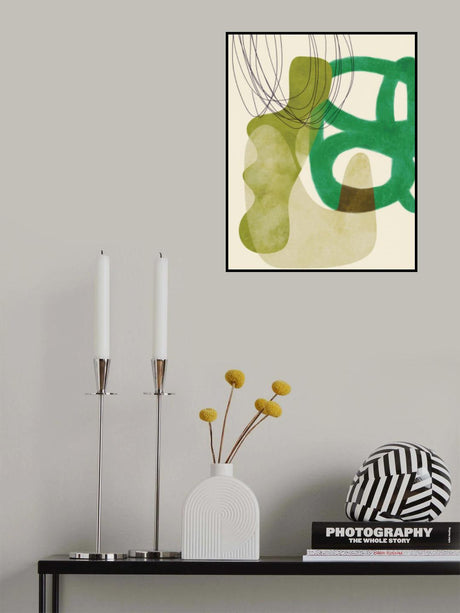 Painted Lines Green Tan Kopie Poster och Canvastavla