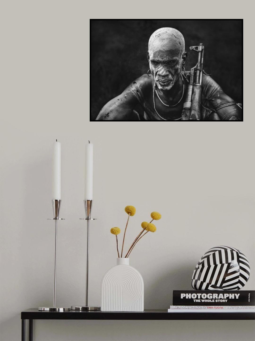 Warrior,Mursi tribe Poster och Canvastavla