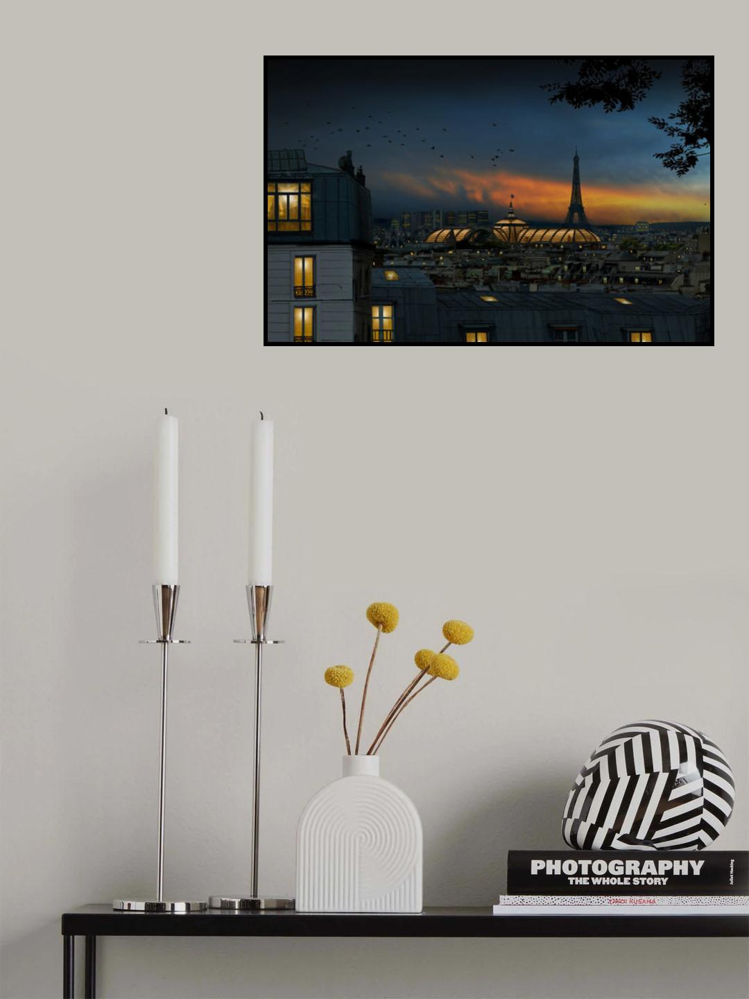 roofs of Paris at blue hour Poster och Canvastavla