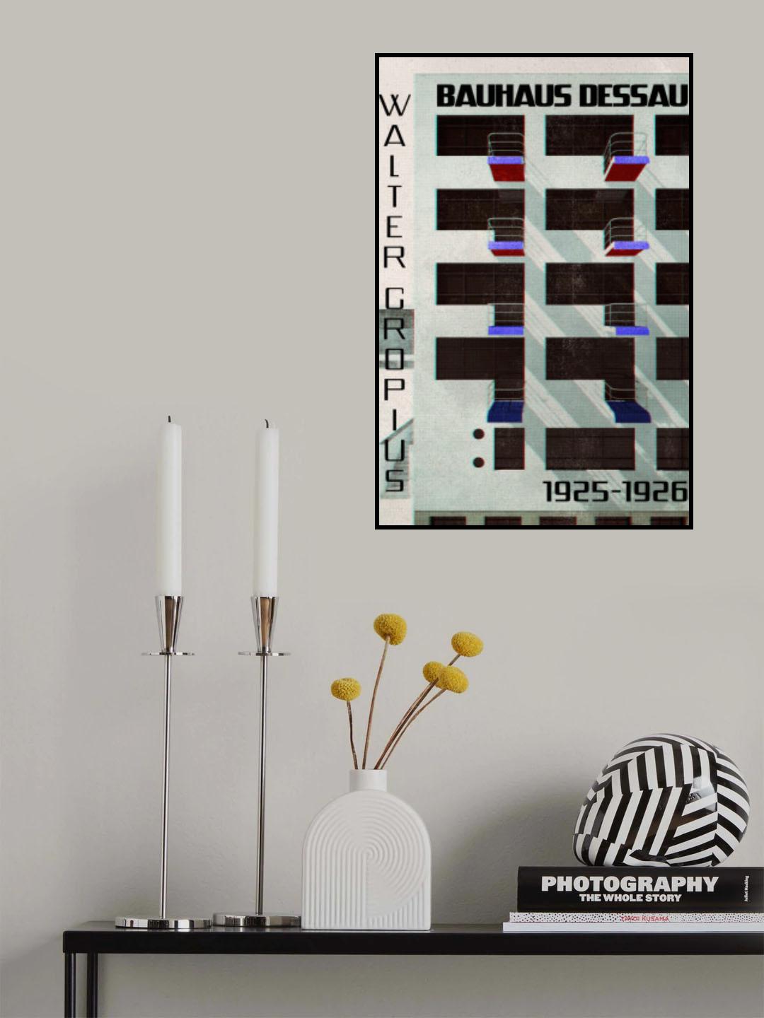 Bauhaus Dessau architecture in vintage magazine style IV Poster och Canvastavla