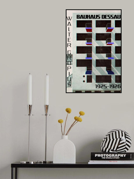 Bauhaus Dessau architecture in vintage magazine style IV Poster och Canvastavla