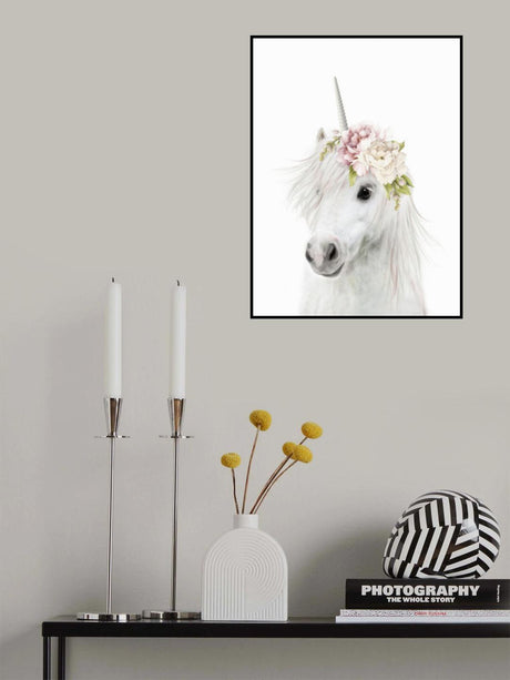 Floral Unicorn Poster och Canvastavla