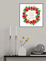 Holiday wishes wreath of red English roses Poster och Canvastavla