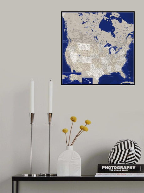 Highly detailed map of the United States, Kameryn Poster och Canvastavla