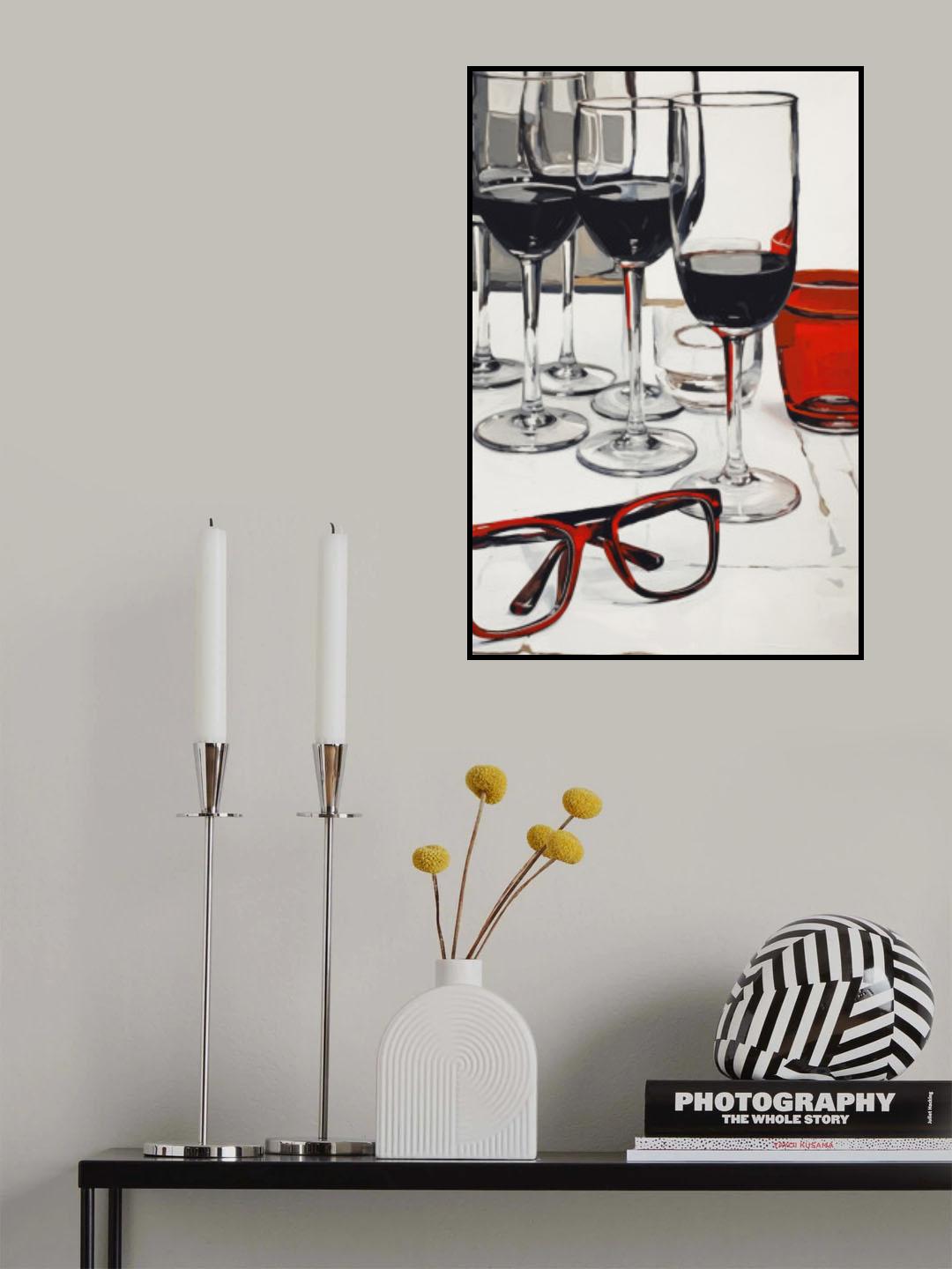 Still Life With Red Glasses Poster och Canvastavla